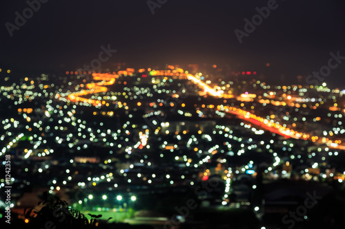 Blurred city light from Hua Hin view point