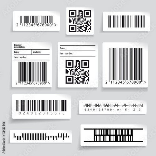 Barcode sticker set vector photo