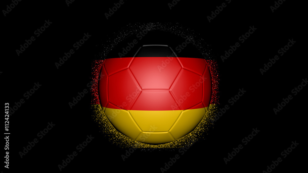 Fototapeta premium Fussball mit deutscher Nationalflagge und Partikeln