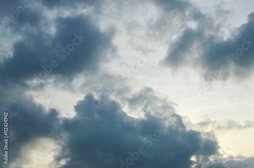 Grey stormy dark clouds nature background © aquar