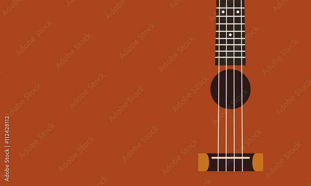 Fototapeta premium Ukulele background flat design vector illustration