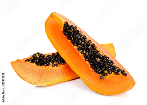 Sliced ripe papaya isolated