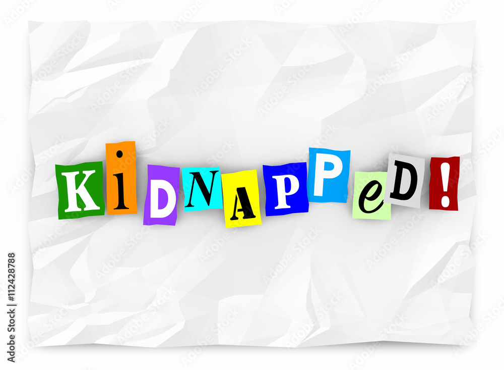 Kidnapped Word Ransom Note Threat Cut Out Letters 3d Illustratio Stock