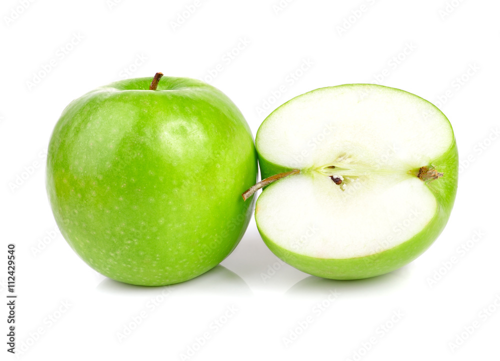 Green apple fruits isolated on white background Green apple fruits isolated on white background