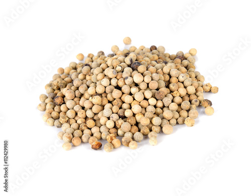 White pepper grains isolated on white background