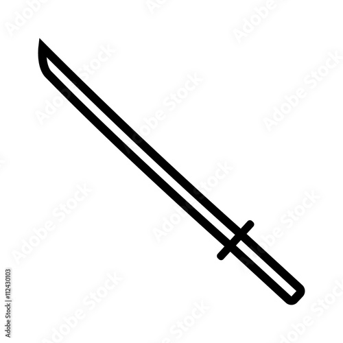 Japanese katana samurai sword or blade line art icon for games and websites