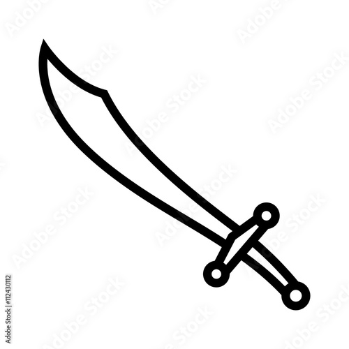 Scimitar sword blade line art icon for games and websites