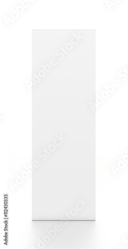 White tall vertical rectangle blank box from front angle. 3D illustration isolated on white background.