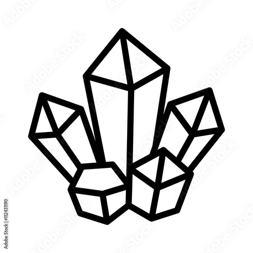 Magic crystal cluster line art icon for games and websites