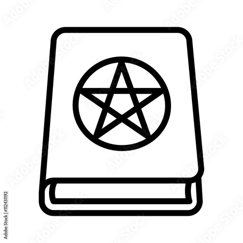 Magic spell book, tome or manual line art icon for games and websites photo