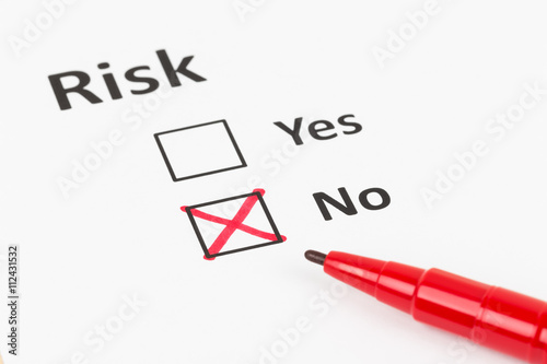 Risk assessment check box and pen