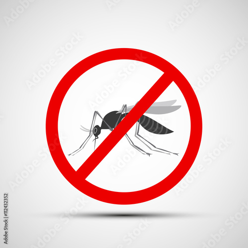 Icon prohibitory sign with a mosquito. Stock vector illustration