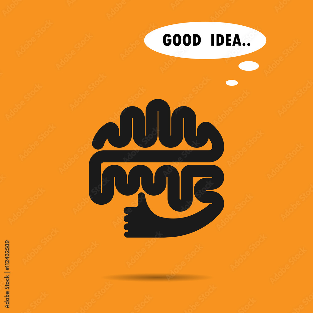 Brain logo silhouette design vector template.The best idea logo.