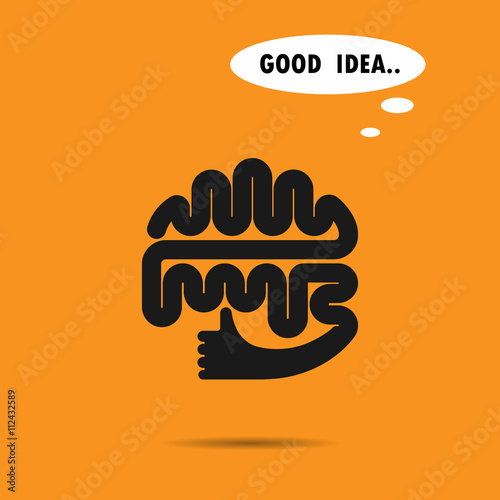 Brain logo silhouette design vector template.The best idea logo.