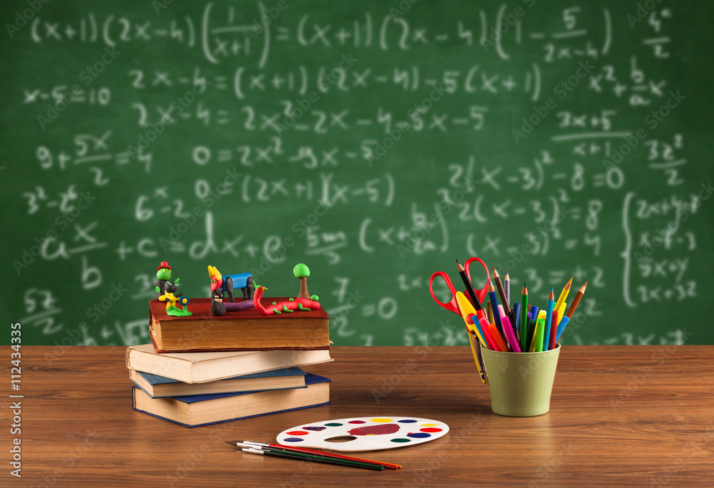 Math class from student school desk Math class from student school desk