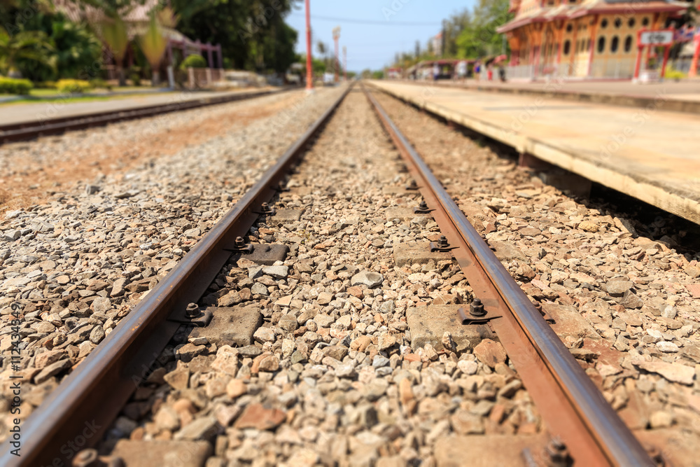 Rail road at hua hin railway station, Prachuap Khiri Khan, Thail