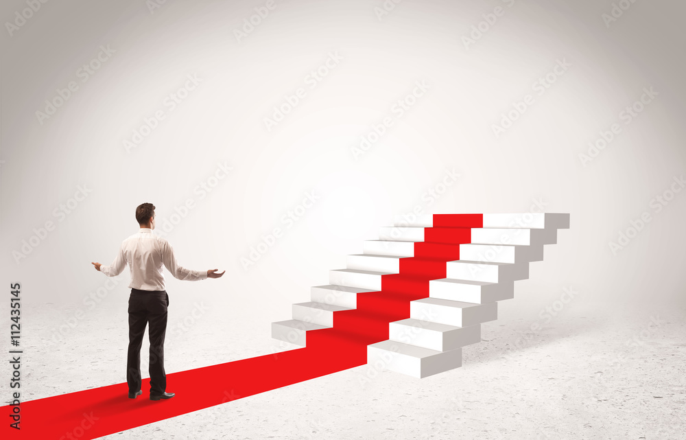 Steps to success concept with businessman Steps to success concept with businessman