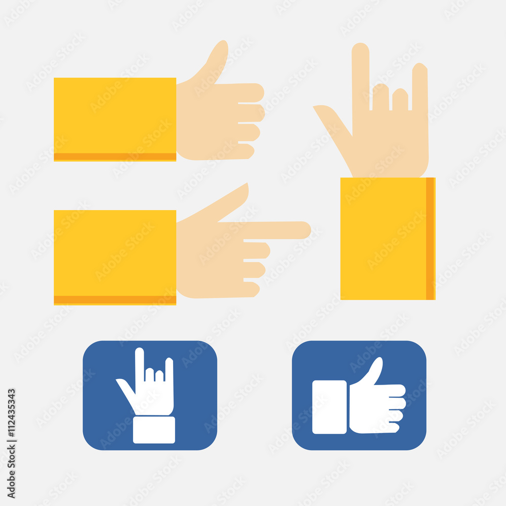Set of flat hand icons.
Set of flat hand icons.