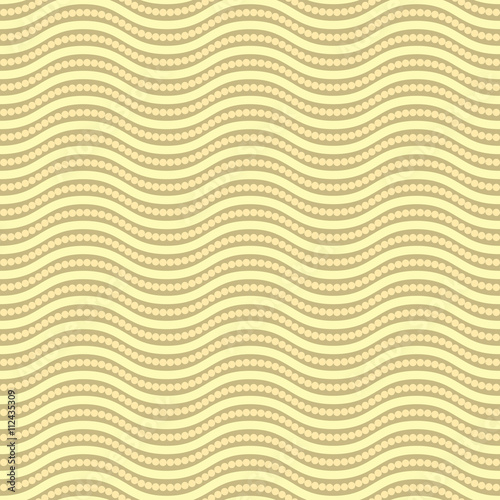 Seamless vector ornament. Modern geometric pattern with repeating golden waves and circles