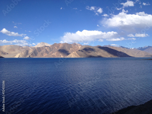 Mountain range view at Pangong Lake, Leh, Ladakh, India