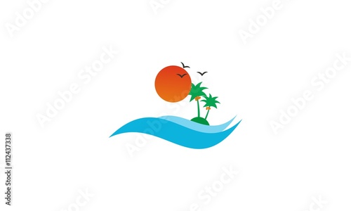 logo with a silhouette of the city and a palm. Company logo design