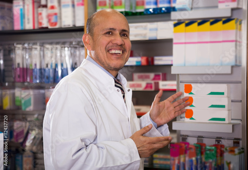 Man pharmacist in drugstore © caftor