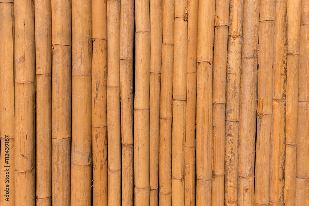 Naklejka premium Natural yellow dry bamboo wall