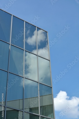 Glass facade of modern office building
