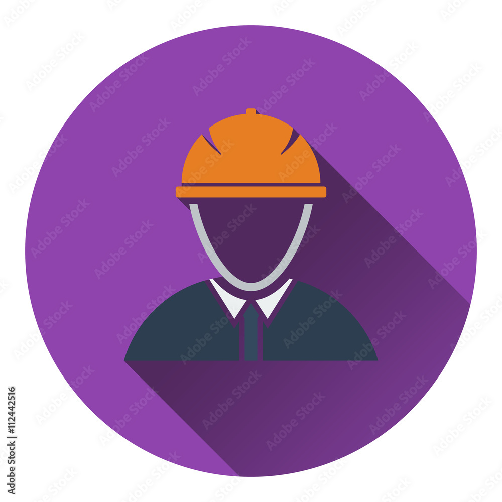 Icon of construction worker head in helmet Icon of construction worker head in helmet