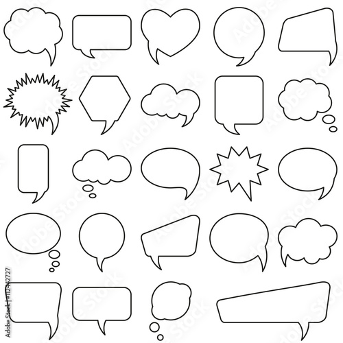 Bubble speech set. Different shapes. Vector illustration.