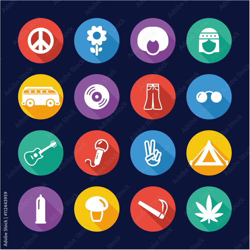 Hippie Icons Flat Design Circle