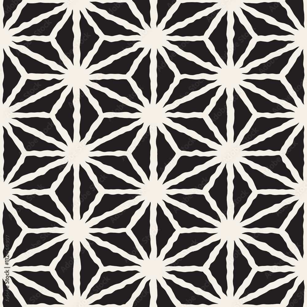 Vector Seamless Black And White Hand Drawn Star Line Pattern Vector Seamless Black And White Hand Drawn Star Line Pattern