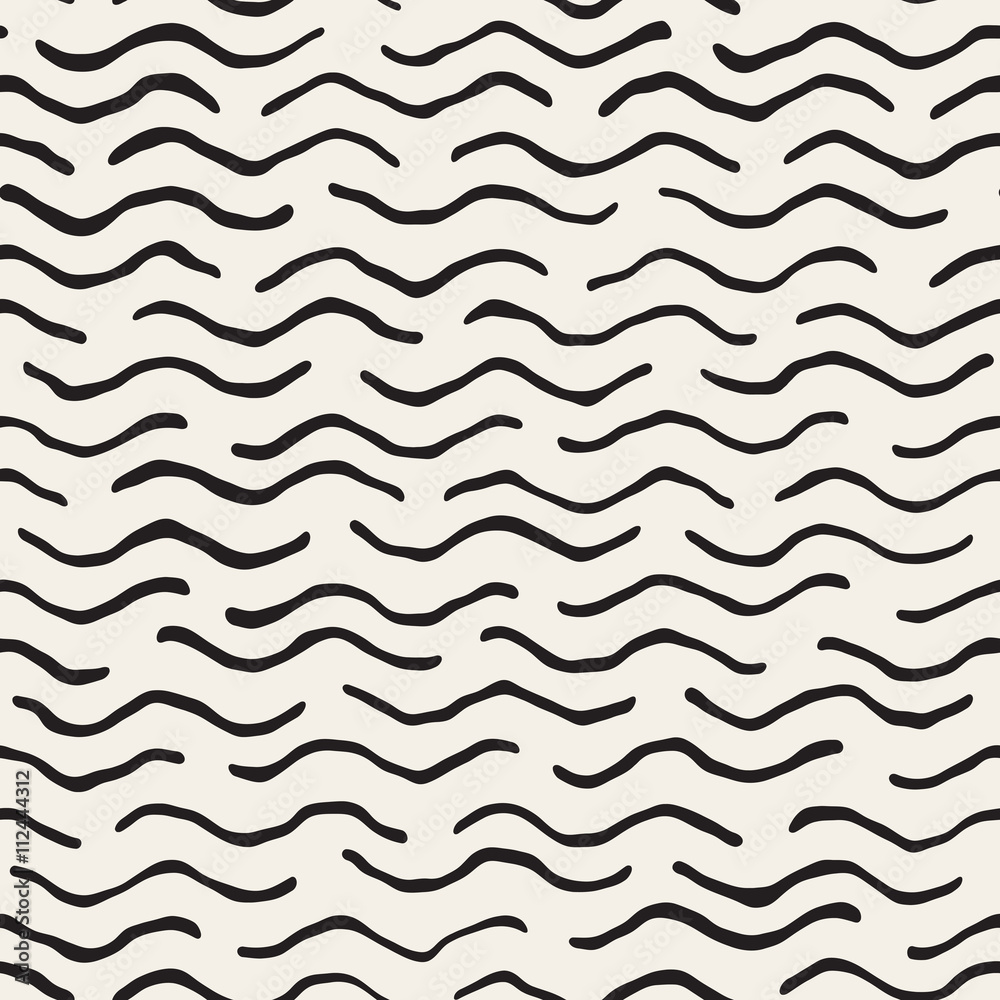 Vector Seamless Black and White Hand Drawn Wavy Lines Pattern Vector Seamless Black and White Hand Drawn Wavy Lines Pattern