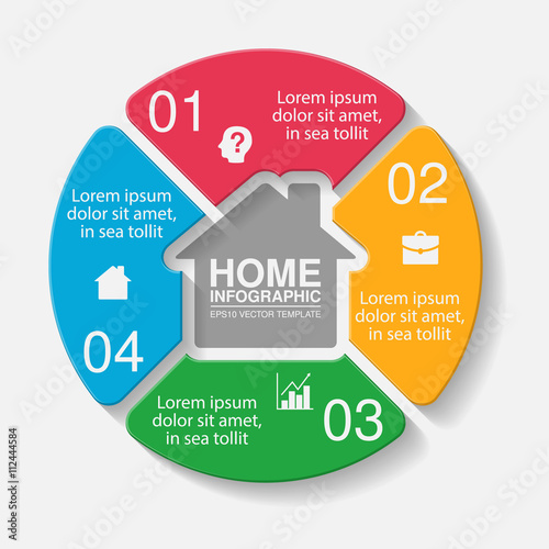 Vector home circular infographic template with four options