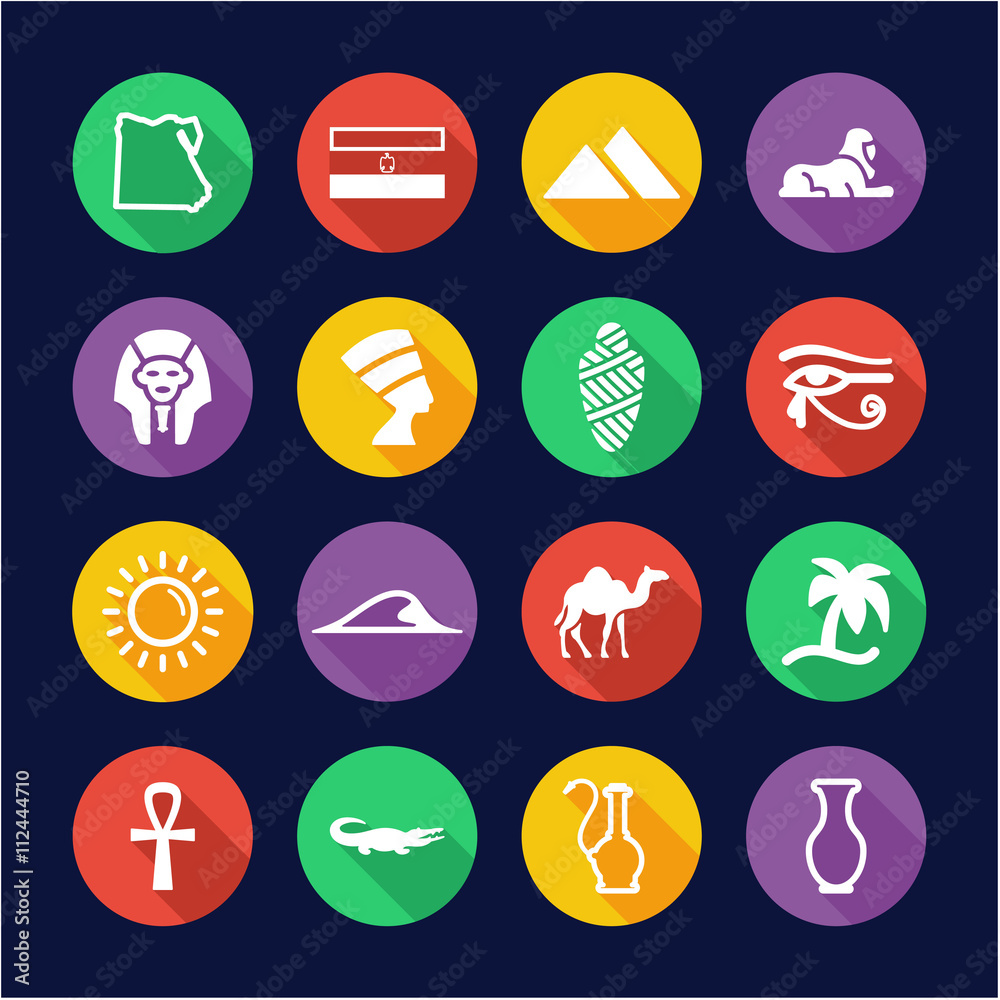 Egypt Icons Flat Design Circle Egypt Icons Flat Design Circle