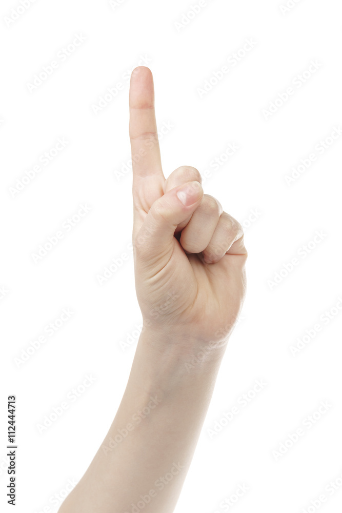 young woman hand count 1, isolated on white backgound young woman hand count 1, isolated on white backgound