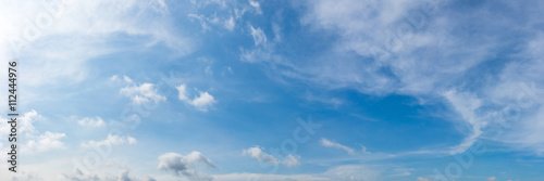 Vibrant color panoramic sky with cloud on a sunny day.