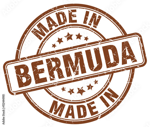 made in Bermuda brown grunge round stamp