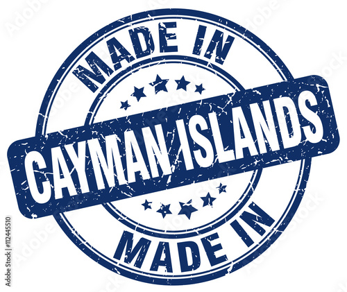 made in Cayman Islands blue grunge round stamp