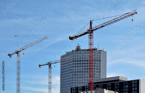 Three cranes in the Birmingham city center
