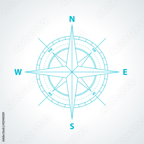 Simple wind rose isolated vector illustration.