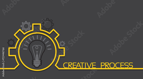 Light Bulb New Idea Brainstorming Concept Cogwheel Banner With Copy Space
