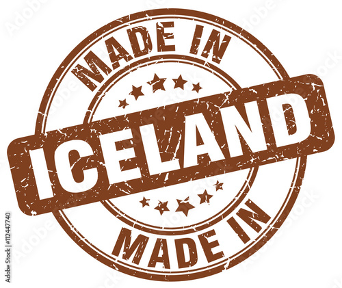 made in Iceland brown grunge round stamp