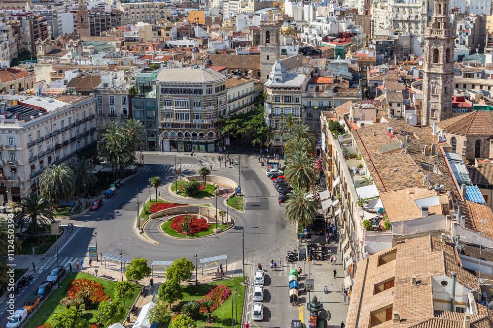 Fototapeta premium Aerial views of the rooftops of the city of Valencia.