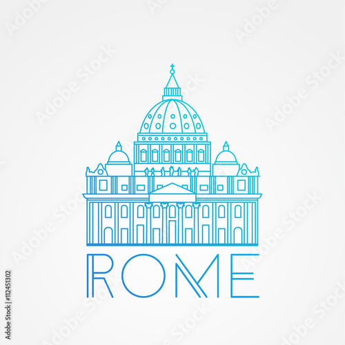 St. Peter's Cathedral, Rome, Italy. Hand drawn vector illustration isolated on white background. Saint Pietro Basilica.