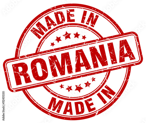 made in Romania red grunge round stamp