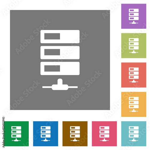 Data network square flat icons