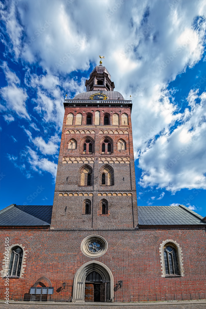 Medieval red brick church