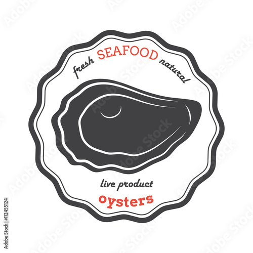 Vector oyster silhouette. Oyster logo. Oyster label. Template for restaurants, stores, food packaging. Seafood illustration.