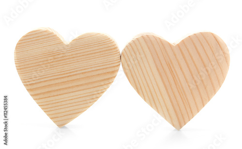 Wooden hearts isolated on white